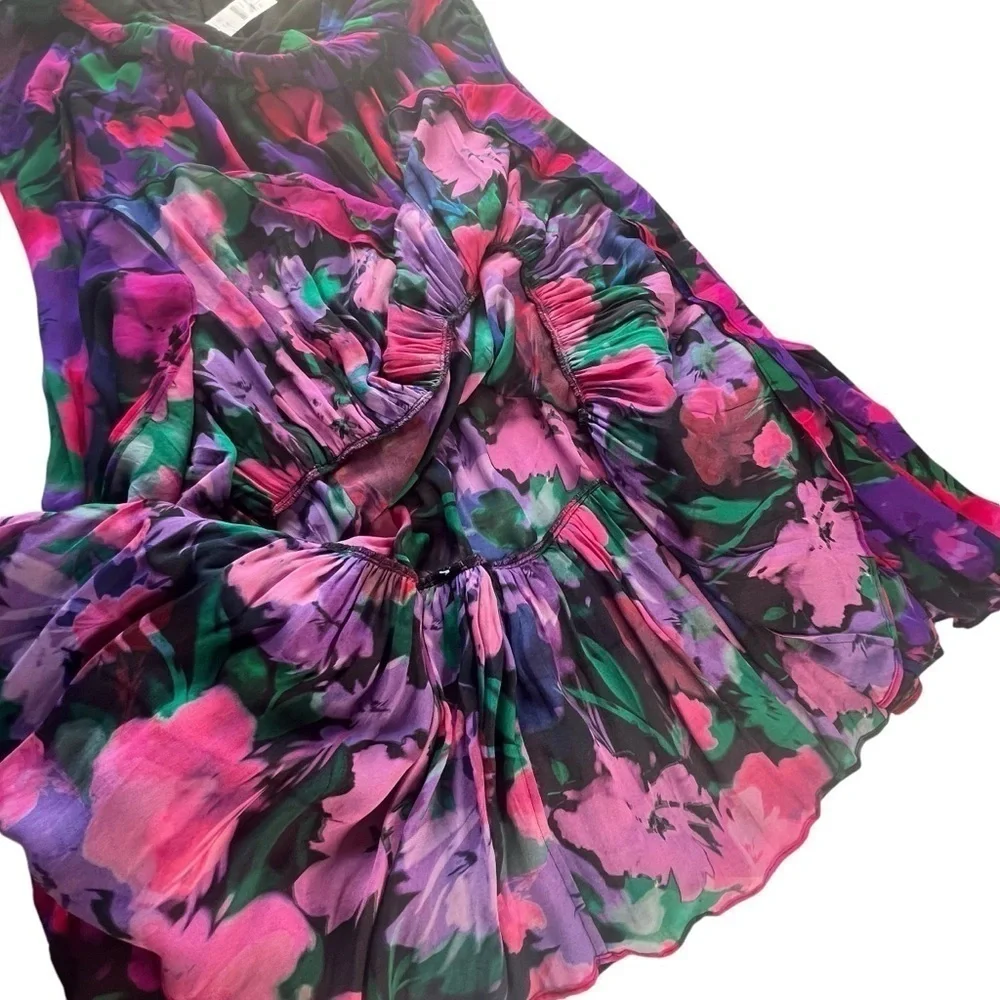 J.Crew Collection Full Length Tiered Skirt in Floral Chiffon Size 12